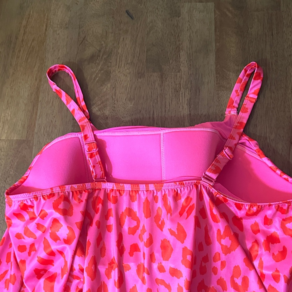 Lane Bryant Hot Pink Leopard Print Tankini Bathing Suit Top Size 18 - Picture 6 of 8